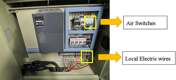local electrical power and the air switch местное электроснабжение и воздушный выключатель